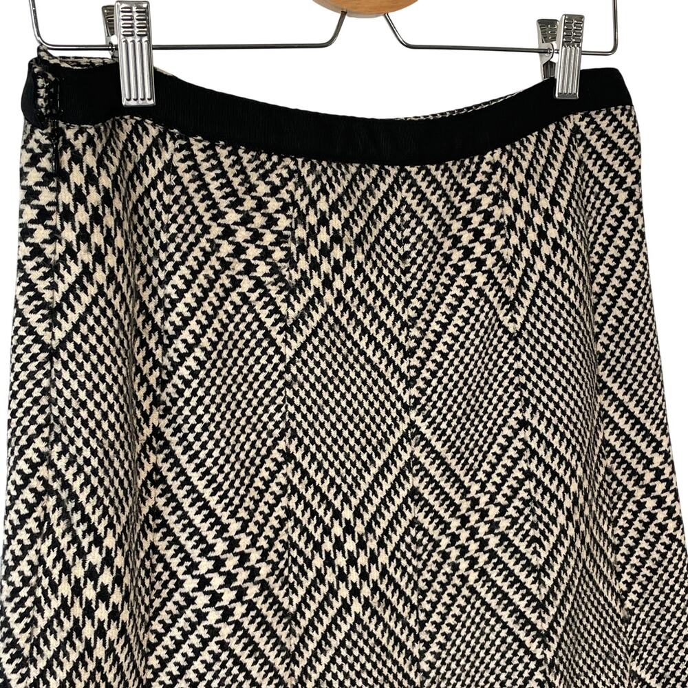 AK Anne Klein Skirt 100% Wool Houndstooth Tan Black Careerwear A-Line Size 8P - Picture 3 of 10